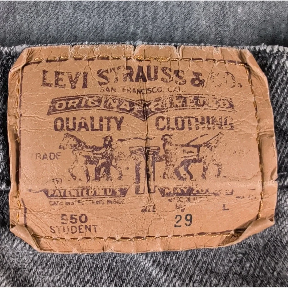 VTG 90s Levis 550 Black Denim Orange Tab Shorts Men 26W Grunge 1993 USA Student